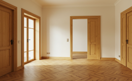 un parquet qui s'harmonise avec les portes et les fenêtres