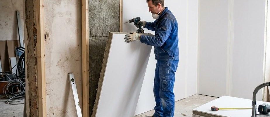 Isoler ses murs par l'intérieur avec du placoplâtre doublé de laine de roche